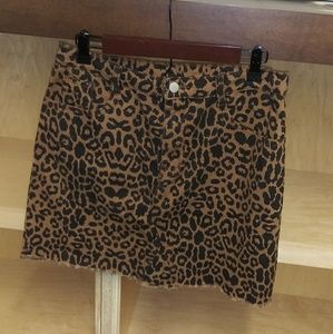 Cheetah Print Raw Hem Skirt